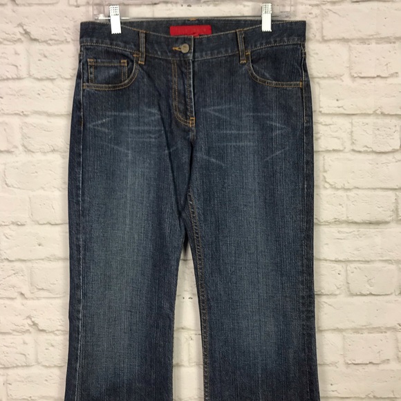 Fcuk Pink Embroidered Pocket MidRise Flare Jeans 8 - Picture 2 of 7